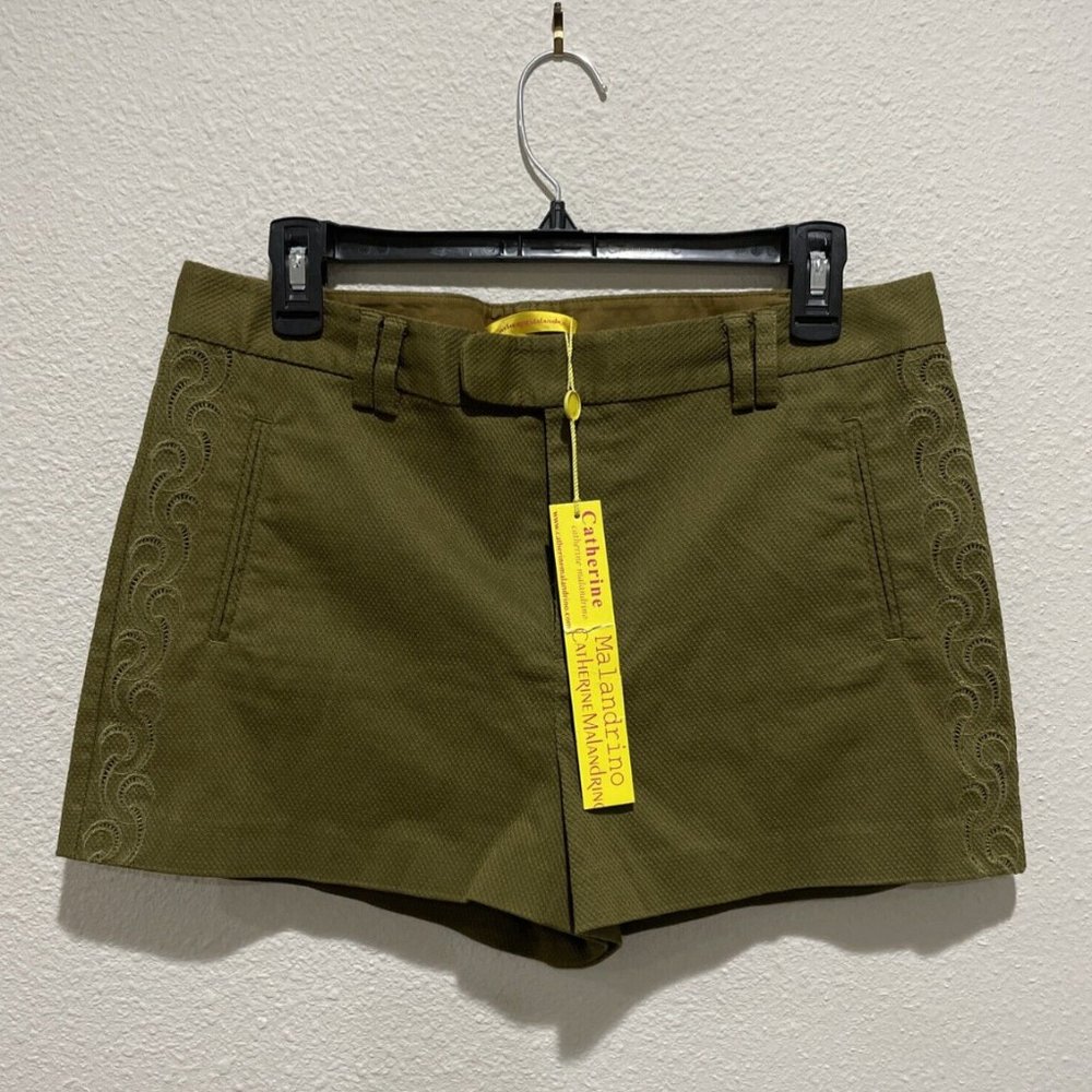 CATHERINE MALANDRINO NWT military chic shorts with embroidered detailing